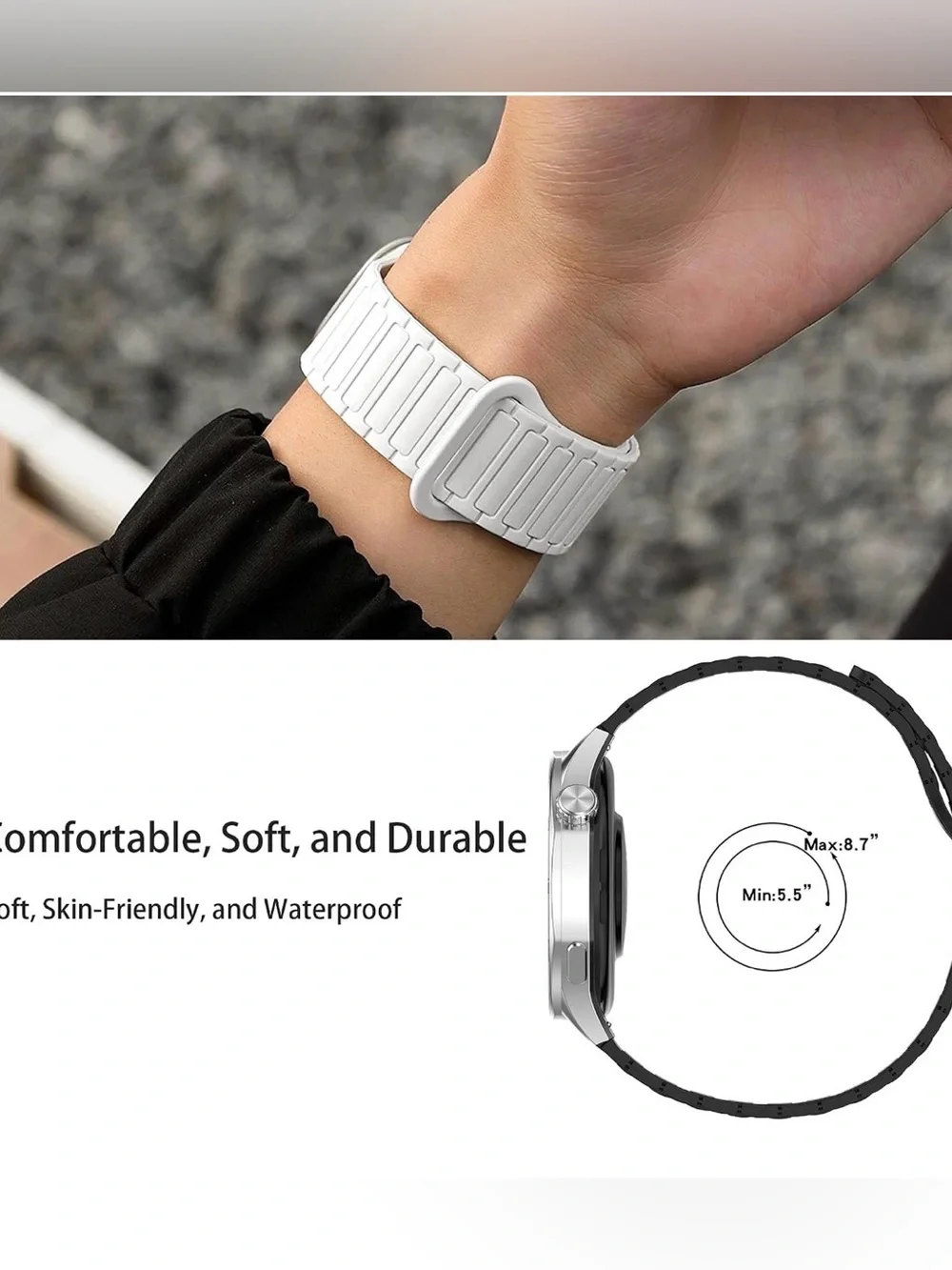 20mm White Magnetic Silicone Watch Band for TicWatch E3 E GTH C2 New